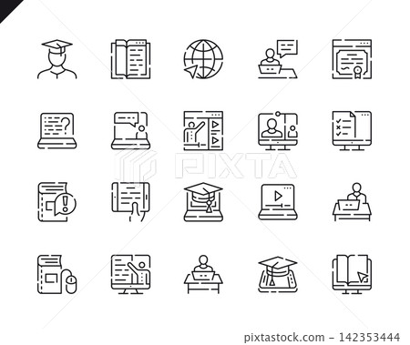 Simple Set Online Education Line Icons for Website and Mobile Apps. Simple Set Online Education Line Icons for Website and Mobile Apps. 142353444