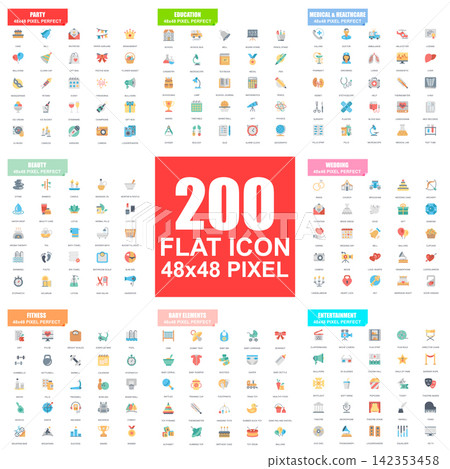 Simple set of vector flat icons. Flat pictogram pack. 48x48 Pixel Perfect. Simple set of vector flat icons. Flat pictogram pack. 48x48 Pixel Perfect. 142353458