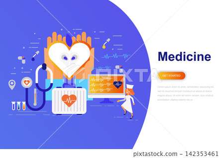 Medicine and healthcare modern flat concept web banner with decorated small people character. Landing page template. Medicine and healthcare modern flat concept web banner with decorated small people character. Landing page template. 142353461