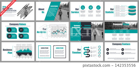 Business powerpoint presentation slides templates from infographic elements. Business powerpoint presentation slides templates from infographic elements. 142353556