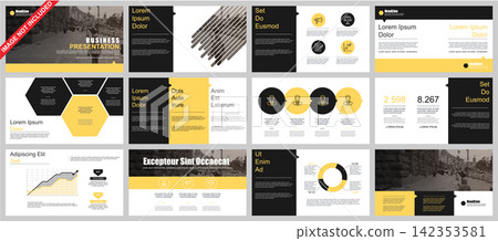 Business powerpoint presentation slides templates from infographic elements. Business powerpoint presentation slides templates from infographic elements. 142353581