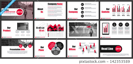 Business powerpoint presentation slides templates from infographic elements. Business powerpoint presentation slides templates from infographic elements. 142353589