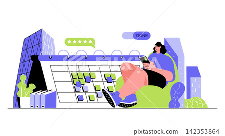 Business planning concept for modern web design. People managing work time, scheduling tasks in calendar, making statistic analysis and reports. Flat vector illustration isolated on white background. Business planning concept for modern web design. People managing work time, scheduling tasks in calendar, making statistic analysis and reports. Flat vector illustration isolated on white background. 142353864