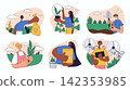 World environment day concept set for web design. Collection with picking garbage, recycling, using alternative energy, organic farming, more. Flat vector illustration isolated on white background. 142353985