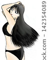 A woman in a black bikini turns around. 142354089