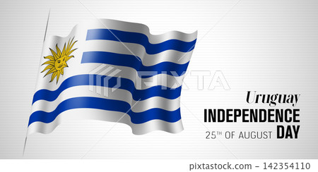 Uruguay happy independence day greeting card, banner with template text vector illustration 142354110