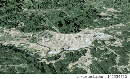 Oblique aerial 3D illustration of Daegu, South Korea Oblique aerial 3D illustration of Daegu, South Korea 142354710