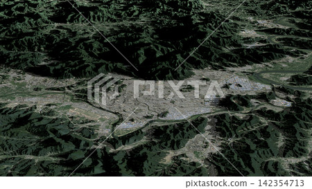 Oblique aerial 3D illustration of Daegu, South Korea Oblique aerial 3D illustration of Daegu, South Korea 142354713