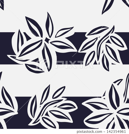 Dark Navy Floral Striped seamless pattern design for fashion and home textiles, graphics and backgrounds Dark Navy Floral Striped seamless pattern design for fashion and home textiles, graphics and backgrounds 142354961