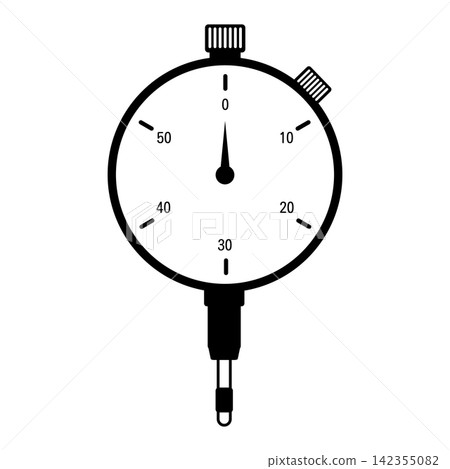 Dial gauge, precision measuring instrument icon, monochrome. Dial gauge, precision measuring instrument icon, monochrome. 142355082
