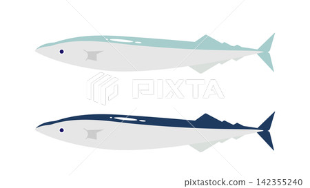 A simple illustration of a saury (2 colors) A simple illustration of a saury (2 colors) 142355240