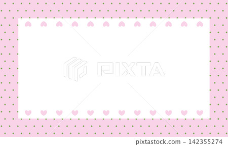 Cute pink polka dot frame template with hearts and copy space 142355274