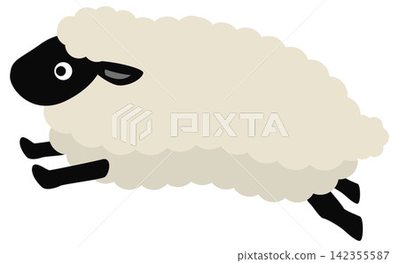 一幅可愛的綿羊跳躍的插圖。 一幅可愛的綿羊跳躍的插圖。 142355587
