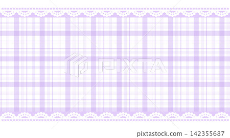 Cute pastel purple plaid frame with white scalloped lace border Cute pastel purple plaid frame with white scalloped lace border 142355687
