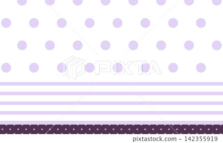 Cute pastel purple polka dot background with horizontal stripes and purple dot border Cute pastel purple polka dot background with horizontal stripes and purple dot border 142355919