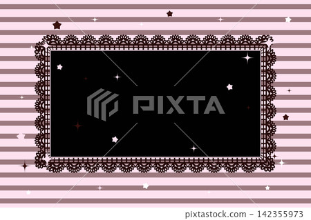 Gothic dusty red striped background with ornate dark lace frame and starry black canvas Gothic dusty red striped background with ornate dark lace frame and starry black canvas 142355973