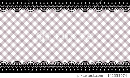 Gothic grey diagonal gingham background with ornate black lace borders and star trims Gothic grey diagonal gingham background with ornate black lace borders and star trims 142355974