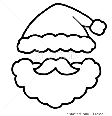 Christmas - Hand-drawn illustration (line art) of Santa with a hat and beard. Christmas - Hand-drawn illustration (line art) of Santa with a hat and beard. 142355990