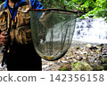 The smooth waterfall and forest of Raizawa, a tributary of the Fuefuki River, and the beautiful white-skinned char. 142356158