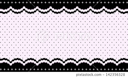 Gothic black polka dot grid background with wavy scalloped borders and star lattice trim Gothic black polka dot grid background with wavy scalloped borders and star lattice trim 142356328