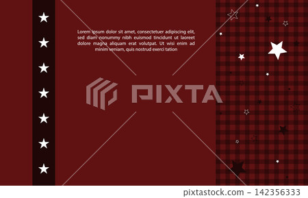 Gothic dark red background template with vertical star border and plaid starry panel. Gothic dark red background template with vertical star border and plaid starry panel. 142356333