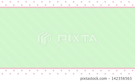 Pastel green diagonal striped background with cute pink star borders Pastel green diagonal striped background with cute pink star borders 142356563