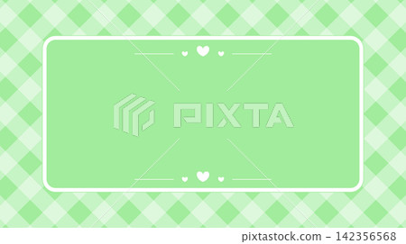 Pastel green gingham plaid frame with heart divider accents and rounded card layout Pastel green gingham plaid frame with heart divider accents and rounded card layout 142356568
