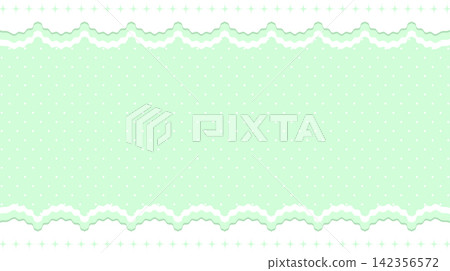 Pastel light green polka dot background with wavy scalloped lace border. Pastel light green polka dot background with wavy scalloped lace border. 142356572