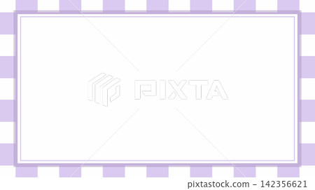Pastel purple gingham background with double lined white rectangular frame Pastel purple gingham background with double lined white rectangular frame 142356621