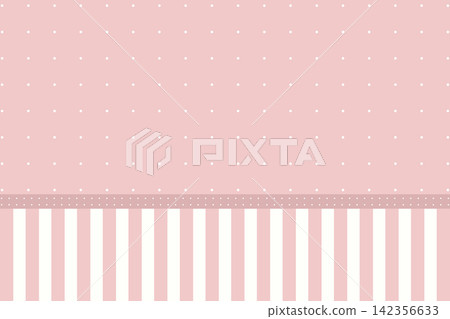 Pastel red polka dot background with vertical striped bottom border. Pastel red polka dot background with vertical striped bottom border. 142356633