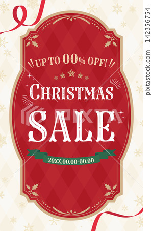 Antique frame red Christmas sale template 4_vertical Antique frame red Christmas sale template 4_vertical 142356754