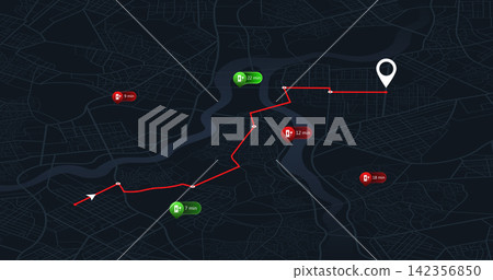 Location EV charging station location mark on gps navigation map a lot with fast supercharger station. Path turns and destination tag or mark. Huge city top view Tracking path, route. vector isometric Location EV charging station location mark on gps navigation map a lot with fast supercharger station. Path turns and destination tag or mark. Huge city top view Tracking path, route. vector isometric 142356850