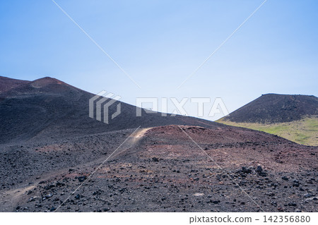 Volcanic landscape and hiking trail in Vestmannaeyjar, Iceland Volcanic landscape and hiking trail in Vestmannaeyjar, Iceland 142356880