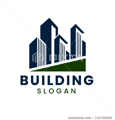 Modern City Skyline with Logo for a Real Estate Construction Company Modern City Skyline with Logo for a Real Estate Construction Company 142356992