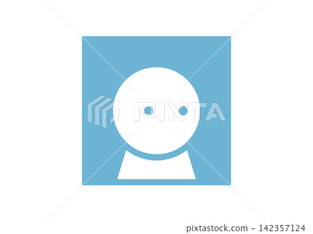 A simple and cute square icon of a human figure facing to the right (blue) A simple and cute square icon of a human figure facing to the right (blue) 142357124