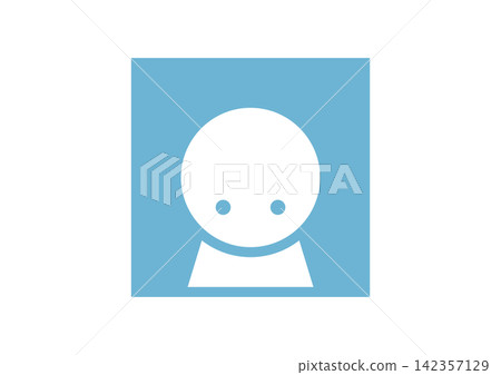A simple and cute, downward-facing, square-shaped human icon 2 (blue) A simple and cute, downward-facing, square-shaped human icon 2 (blue) 142357129