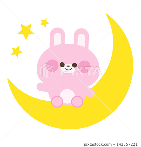A rabbit sitting on a crescent moon A rabbit sitting on a crescent moon 142357221