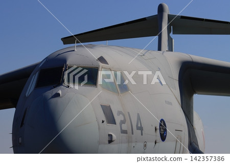 C2 transport aircraft on display on the ground, a transport aircraft of the Japan Air Self-Defense Force 142357386