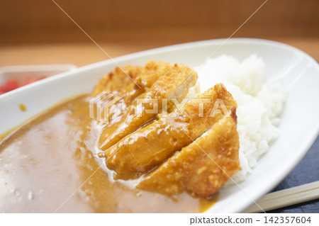 Japanese Pork Cutlet Curry Rice on Plate Japanese Pork Cutlet Curry Rice on Plate 142357604