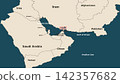 Political map of the Middle East, Strait of Hormuz, Persian and Oman Gulfs with borders of countries: Iran, Saudi Arabia, UAE, Iraq, Oman for news, infographics and analytics. 142357682