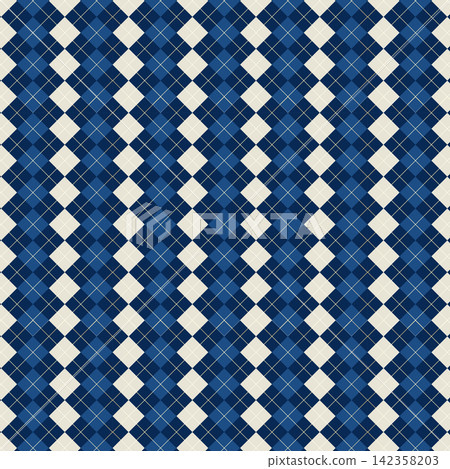 Blue and Cream Argyle Plaid Seamless Pattern Background Blue and Cream Argyle Plaid Seamless Pattern Background 142358203