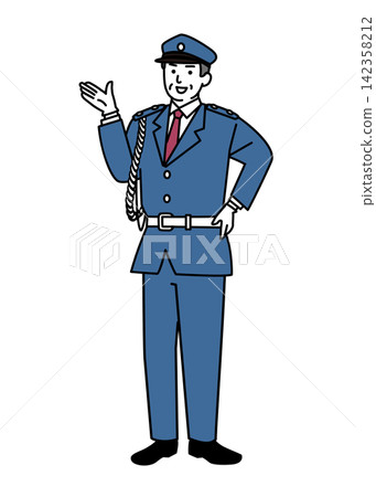 Middle-aged male security guard Middle-aged male security guard 142358212