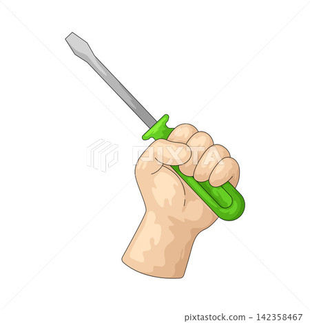 Illustration of Hand holding Screwdriver Illustration of Hand holding Screwdriver 142358467
