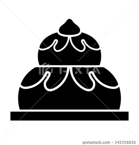 Two tiered cake icon with frosting design Two tiered cake icon with frosting design 142358810