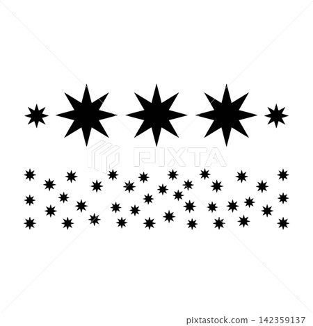 Collection of black star shapes on white background 142359137