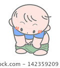 A lively baby tries to put on his pants by himself - Toilet training 142359209