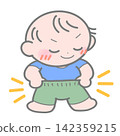 A cheerful and smiling baby who put on her pants all by herself - Toilet training 142359215