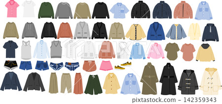 Clothing illustration set Clothing illustration set 142359343