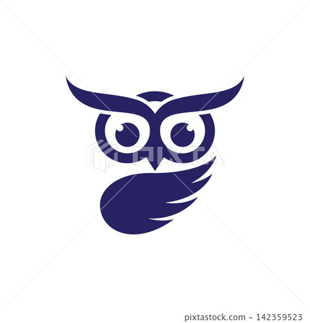 Owl Head with Curved Wing Logo Icon Owl Head with Curved Wing Logo Icon 142359523