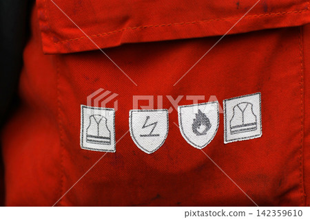 Info icons in safety clothes Info icons in safety clothes 142359610